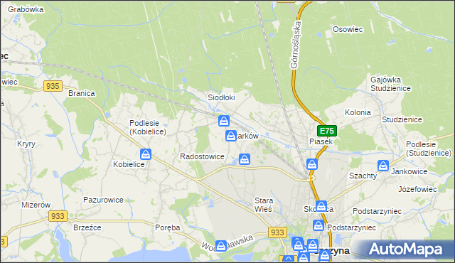 mapa Czarków gmina Pszczyna, Czarków gmina Pszczyna na mapie Targeo