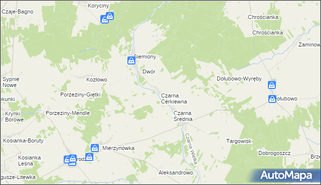 mapa Czarna Cerkiewna, Czarna Cerkiewna na mapie Targeo