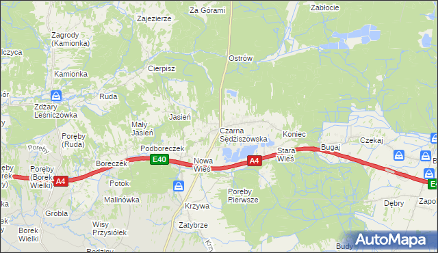 mapa Czarna Sędziszowska, Czarna Sędziszowska na mapie Targeo