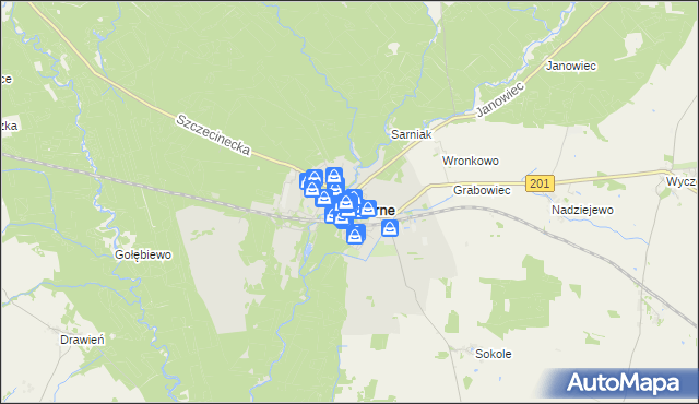 mapa Czarne powiat człuchowski, Czarne powiat człuchowski na mapie Targeo