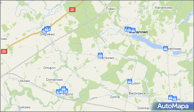 mapa Czarnkowo gmina Marianowo, Czarnkowo gmina Marianowo na mapie Targeo