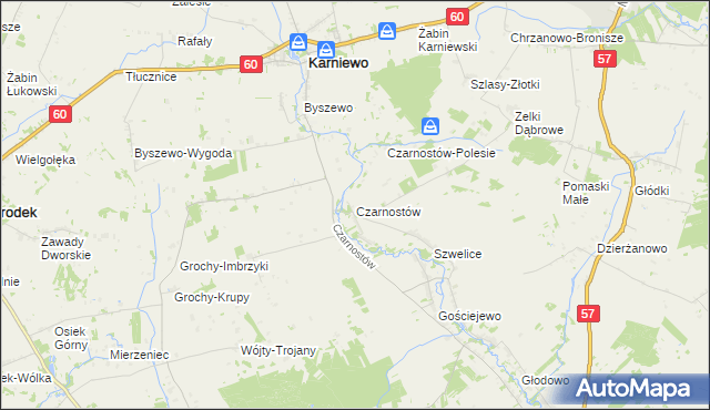 mapa Czarnostów, Czarnostów na mapie Targeo