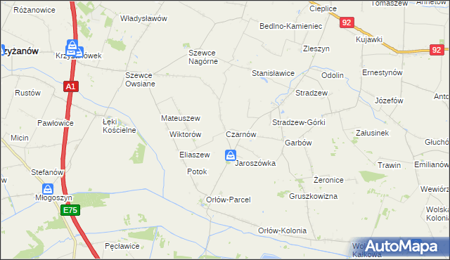 mapa Czarnów gmina Bedlno, Czarnów gmina Bedlno na mapie Targeo