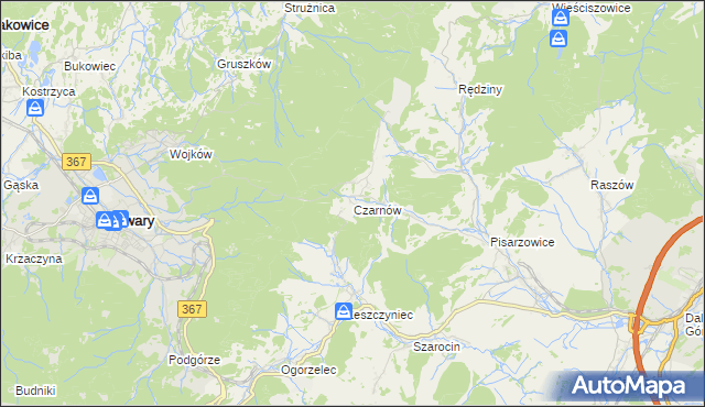 mapa Czarnów gmina Kamienna Góra, Czarnów gmina Kamienna Góra na mapie Targeo
