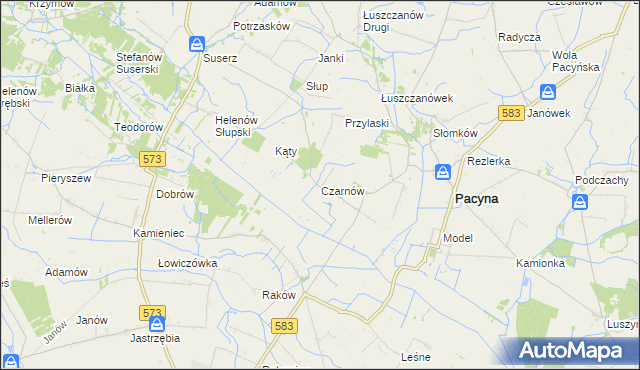 mapa Czarnów gmina Pacyna, Czarnów gmina Pacyna na mapie Targeo