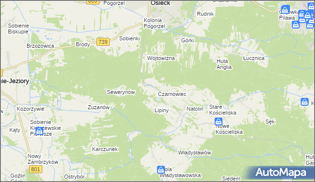 mapa Czarnowiec gmina Osieck, Czarnowiec gmina Osieck na mapie Targeo