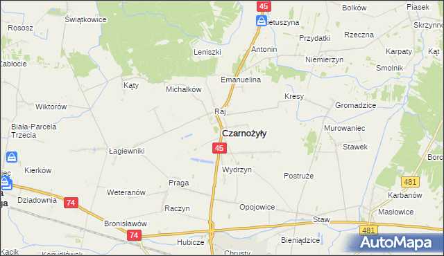 mapa Czarnożyły, Czarnożyły na mapie Targeo