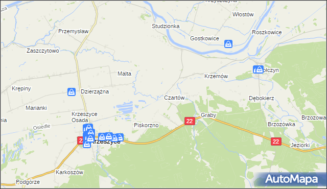 mapa Czartów, Czartów na mapie Targeo