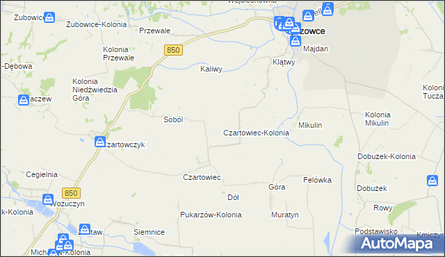 mapa Czartowiec-Kolonia, Czartowiec-Kolonia na mapie Targeo