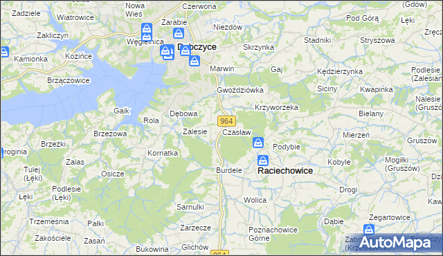 mapa Czasław gmina Raciechowice, Czasław gmina Raciechowice na mapie Targeo