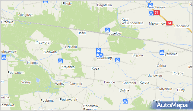 mapa Czastary, Czastary na mapie Targeo