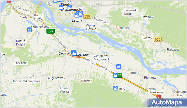 mapa Cząstków Mazowiecki, Cząstków Mazowiecki na mapie Targeo