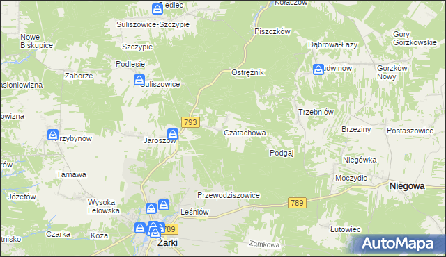 mapa Czatachowa, Czatachowa na mapie Targeo