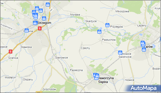 mapa Czechy gmina Jaworzyna Śląska, Czechy gmina Jaworzyna Śląska na mapie Targeo