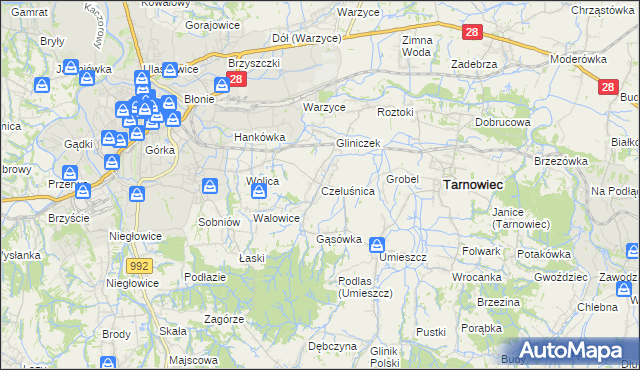 mapa Czeluśnica, Czeluśnica na mapie Targeo