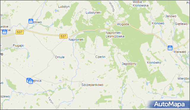 mapa Czerlin gmina Lubawa, Czerlin gmina Lubawa na mapie Targeo