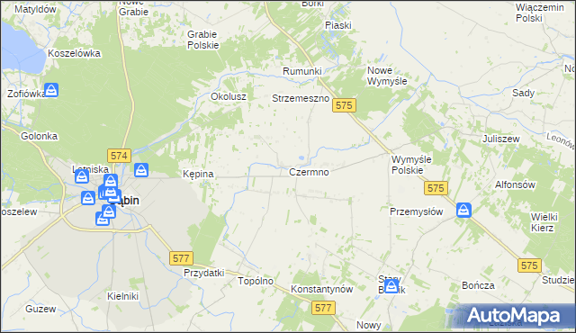 mapa Czermno gmina Gąbin, Czermno gmina Gąbin na mapie Targeo