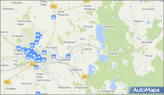 mapa Czerniki gmina Kętrzyn, Czerniki gmina Kętrzyn na mapie Targeo