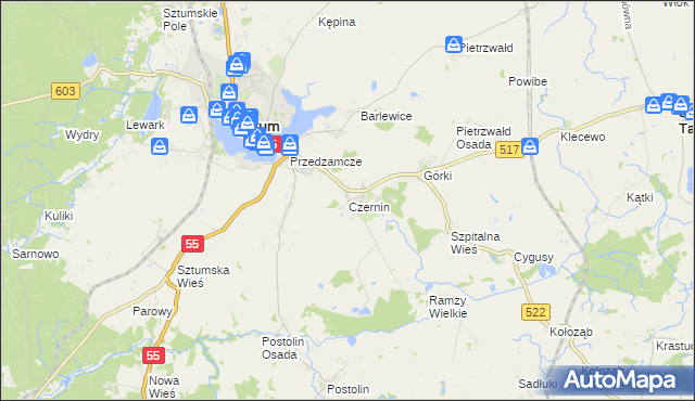 mapa Czernin gmina Sztum, Czernin gmina Sztum na mapie Targeo