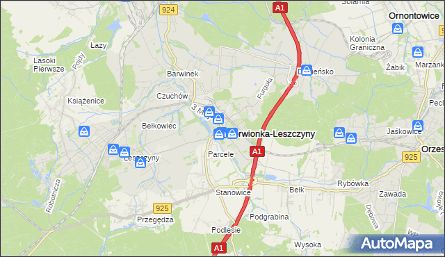 mapa Czerwionka-Leszczyny, Czerwionka-Leszczyny na mapie Targeo