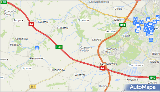 mapa Czerwony Kościół, Czerwony Kościół na mapie Targeo