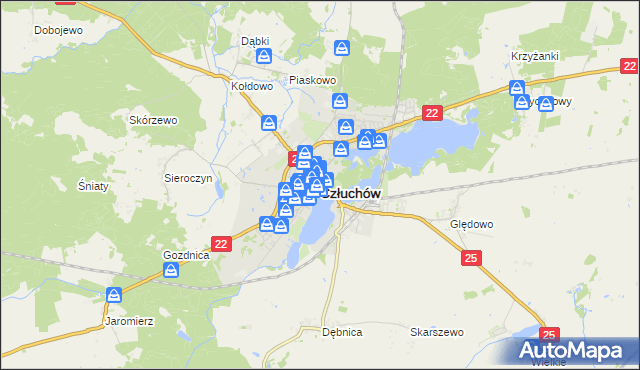 mapa Człuchów, Człuchów na mapie Targeo