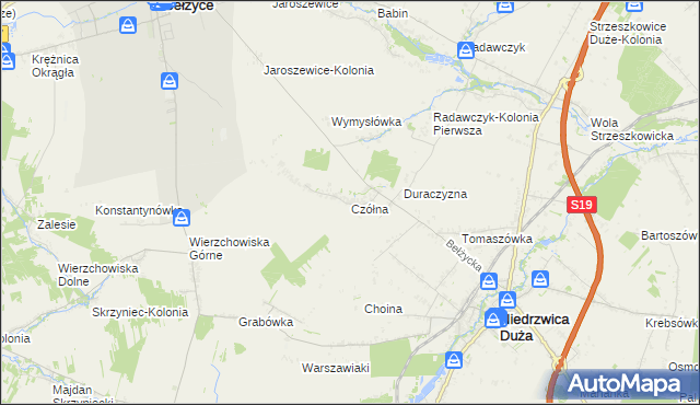 mapa Czółna gmina Niedrzwica Duża, Czółna gmina Niedrzwica Duża na mapie Targeo