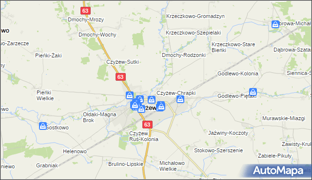 mapa Czyżew-Chrapki, Czyżew-Chrapki na mapie Targeo
