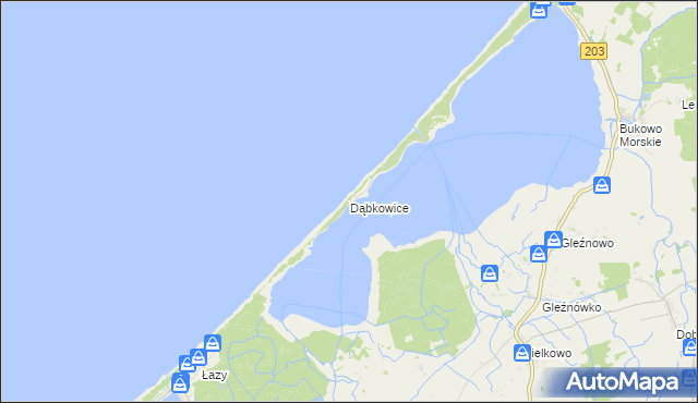 mapa Dąbkowice gmina Darłowo, Dąbkowice gmina Darłowo na mapie Targeo