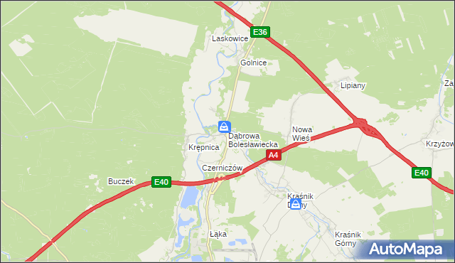 mapa Dąbrowa Bolesławiecka, Dąbrowa Bolesławiecka na mapie Targeo