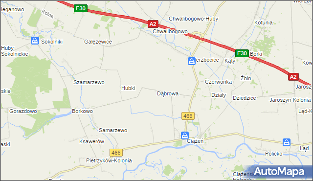 mapa Dąbrowa gmina Lądek, Dąbrowa gmina Lądek na mapie Targeo