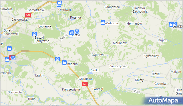 mapa Dąbrowa gmina Łochów, Dąbrowa gmina Łochów na mapie Targeo