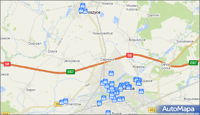 mapa Dąbrowa gmina Oleśnica, Dąbrowa gmina Oleśnica na mapie Targeo