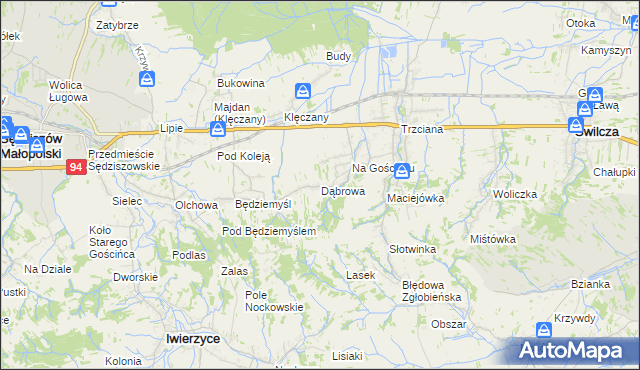 mapa Dąbrowa gmina Świlcza, Dąbrowa gmina Świlcza na mapie Targeo