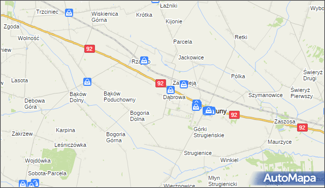 mapa Dąbrowa gmina Zduny, Dąbrowa gmina Zduny na mapie Targeo