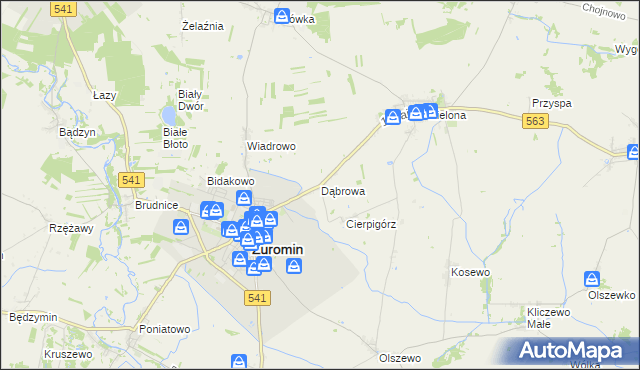 mapa Dąbrowa gmina Żuromin, Dąbrowa gmina Żuromin na mapie Targeo