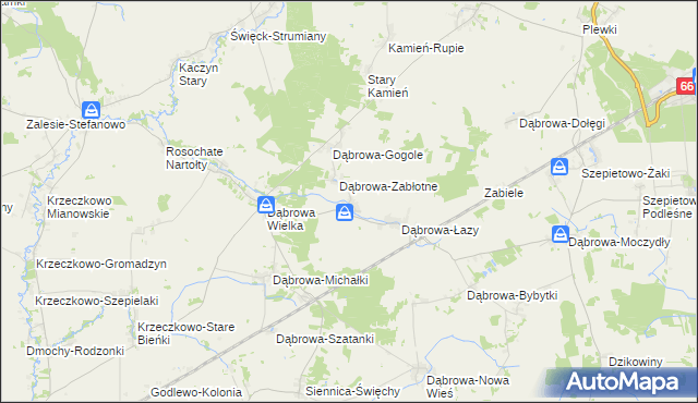 mapa Dąbrowa-Kaski, Dąbrowa-Kaski na mapie Targeo