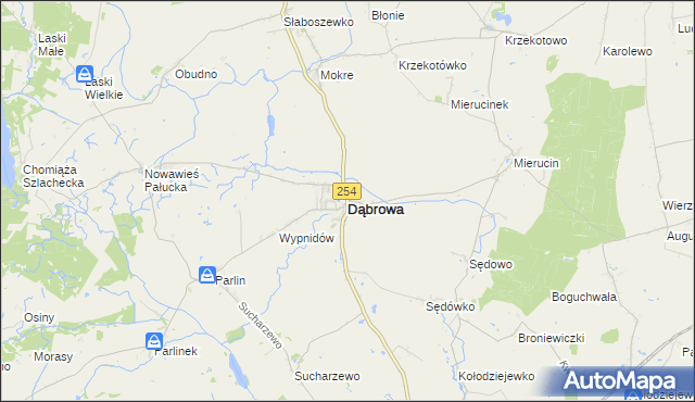 mapa Dąbrowa powiat mogileński, Dąbrowa powiat mogileński na mapie Targeo