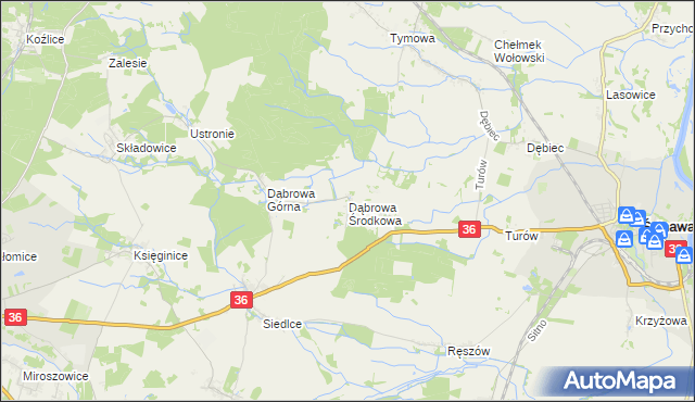 mapa Dąbrowa Środkowa, Dąbrowa Środkowa na mapie Targeo