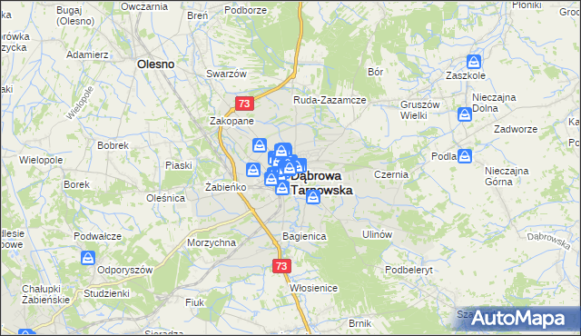 mapa Dąbrowa Tarnowska, Dąbrowa Tarnowska na mapie Targeo