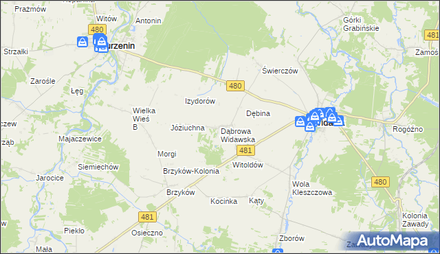 mapa Dąbrowa Widawska, Dąbrowa Widawska na mapie Targeo
