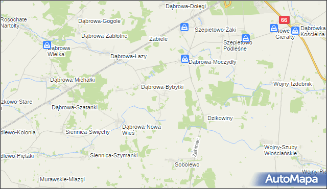 mapa Dąbrowa-Wilki, Dąbrowa-Wilki na mapie Targeo