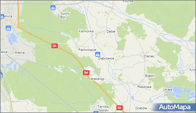 mapa Dąbrowice gmina Chrząstowice, Dąbrowice gmina Chrząstowice na mapie Targeo