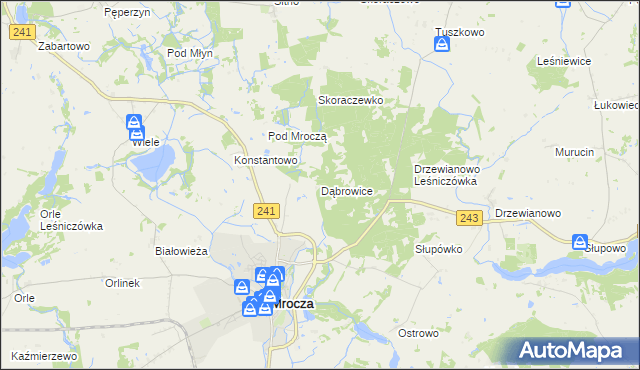 mapa Dąbrowice gmina Mrocza, Dąbrowice gmina Mrocza na mapie Targeo