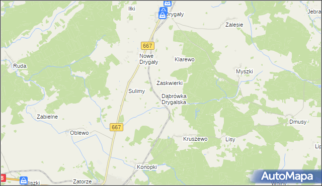 mapa Dąbrówka Drygalska, Dąbrówka Drygalska na mapie Targeo