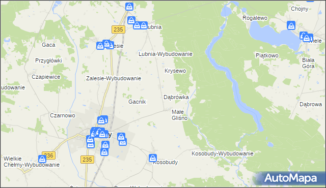 mapa Dąbrówka gmina Brusy, Dąbrówka gmina Brusy na mapie Targeo