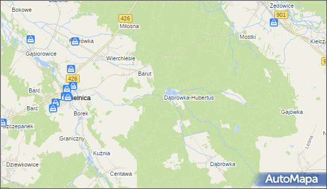 mapa Dąbrówka-Hubertus, Dąbrówka-Hubertus na mapie Targeo