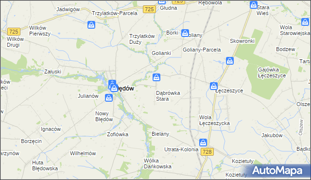 mapa Dąbrówka Stara, Dąbrówka Stara na mapie Targeo