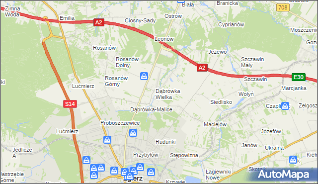 mapa Dąbrówka-Strumiany, Dąbrówka-Strumiany na mapie Targeo