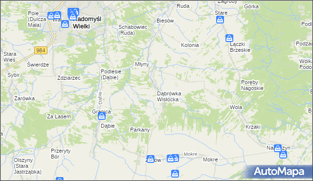 mapa Dąbrówka Wisłocka, Dąbrówka Wisłocka na mapie Targeo